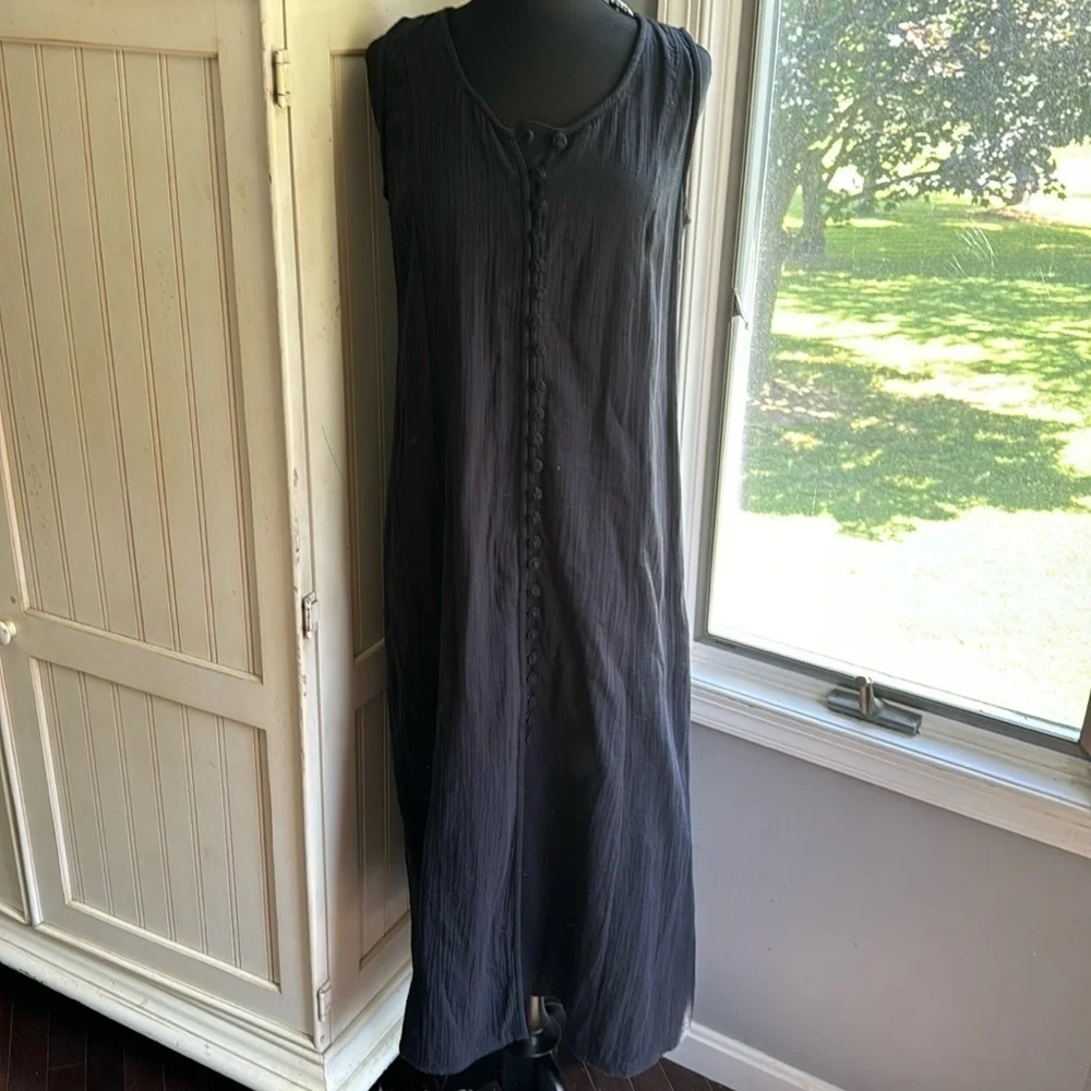 Soft Surroundings NWT‎ Relaxed Boho Black Samora Sleeveless Guaze Maxi Dress